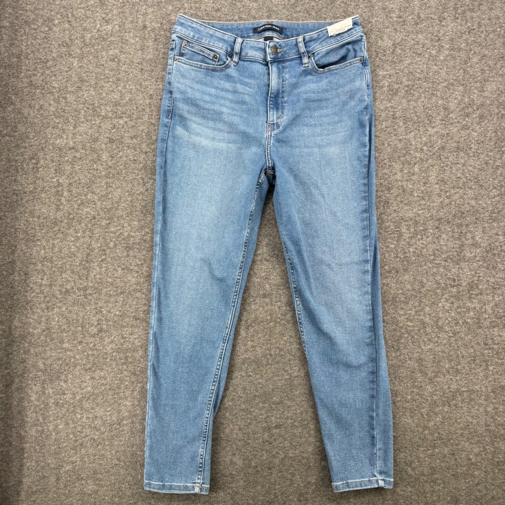 Calvin Klein Jeans Womens High Rise Skinny Curvy Medium Wash Blue Denim 12/31